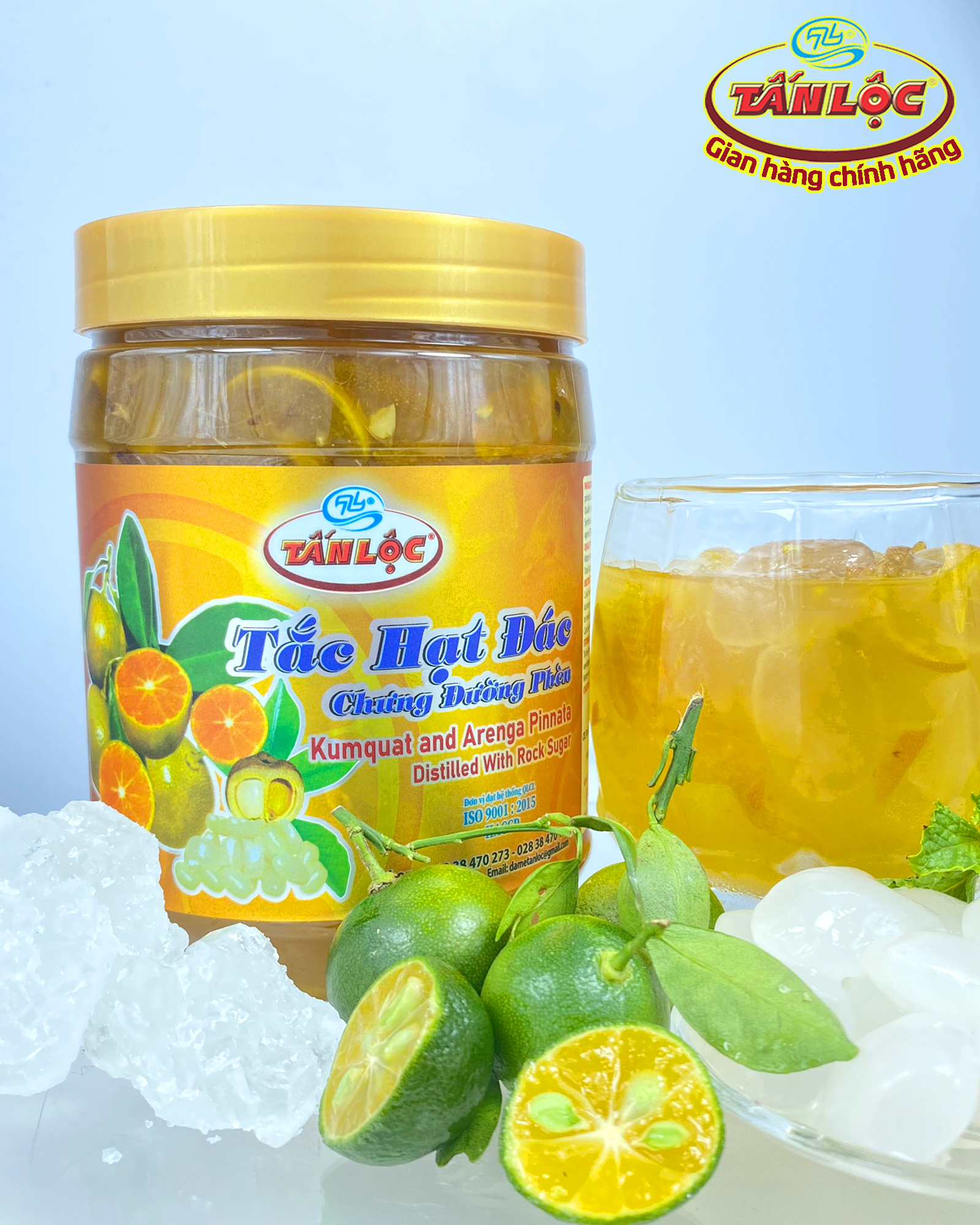 Tắc hạt đác chưng đường phèn hũ 900gr tấn lộc hoàn toàn thiên nhiên
