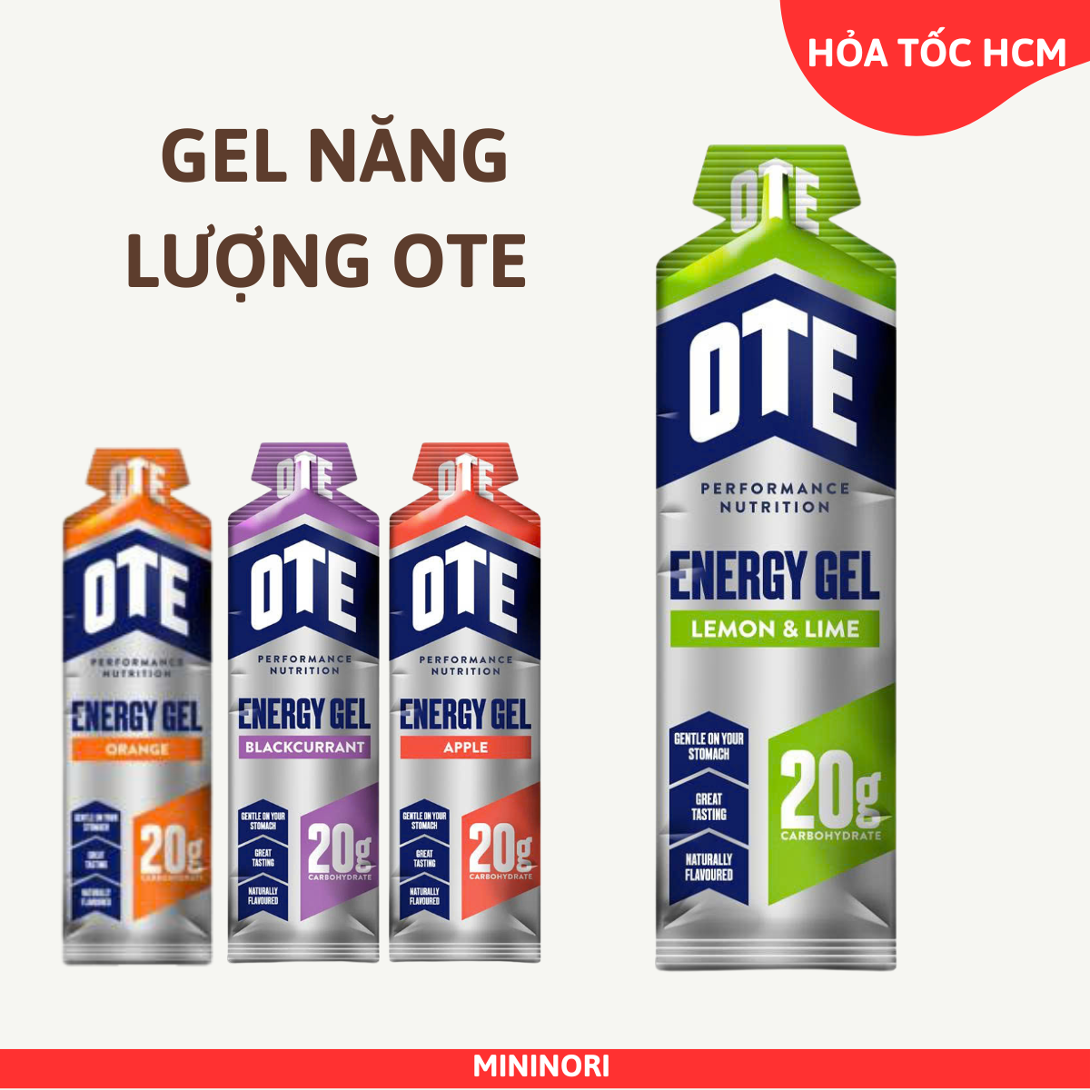 Gel Năng Lượng OTE ENERGY Bổ sung năng lượng và điện giải hương vị trái cây tự nhiên, dạng lỏng