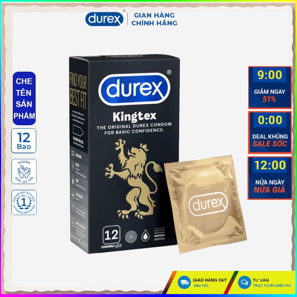 Bao cao su Durex Kingtex 12pcs, ôm sát va chạm chân thật.