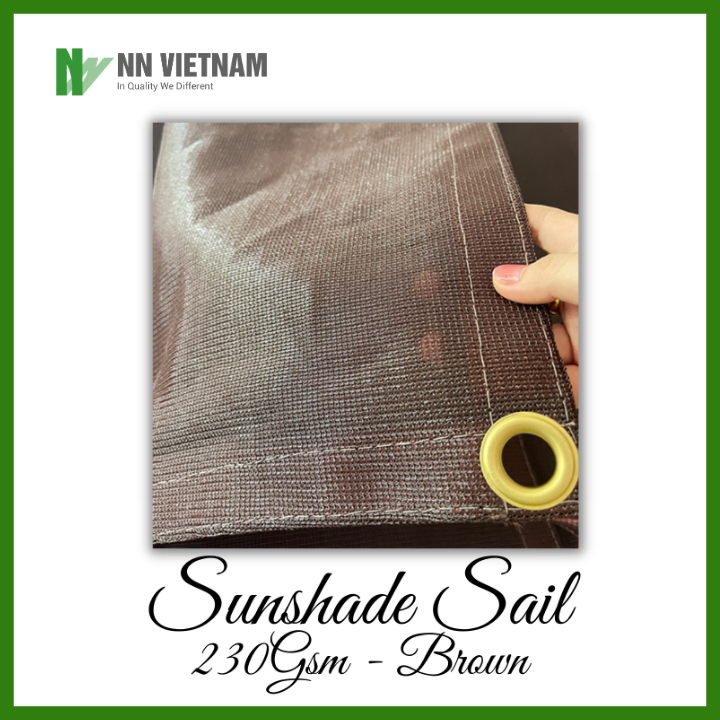Lưới che nắng dệt kim Mono sợi tròn từ HDPE được may viền khuy sẵn dùng, lưới che mát sân vườn, ban công, độ che phủ cao, bền màu, đủ kích cỡ - Màu nâu, khổ 2mx1m/2mx2m/2mx3m/2mx4m/2mx5m