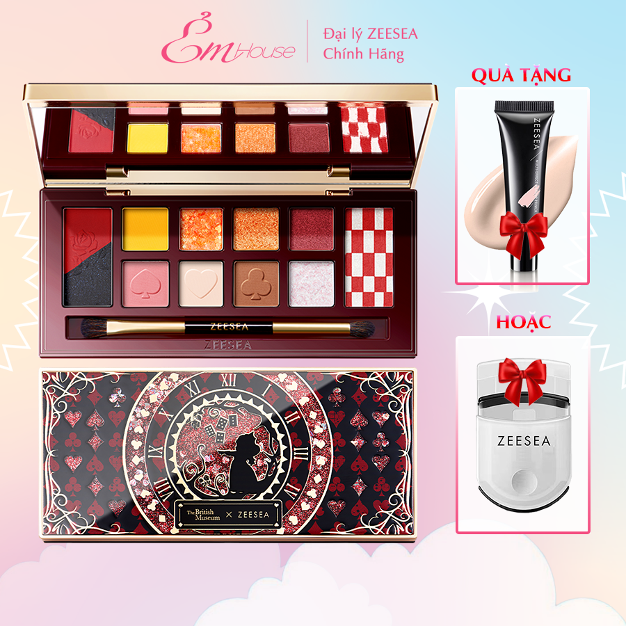 Bảng phấn mắt zeesea 12 ô alice in wonderland phong cách queen of heart