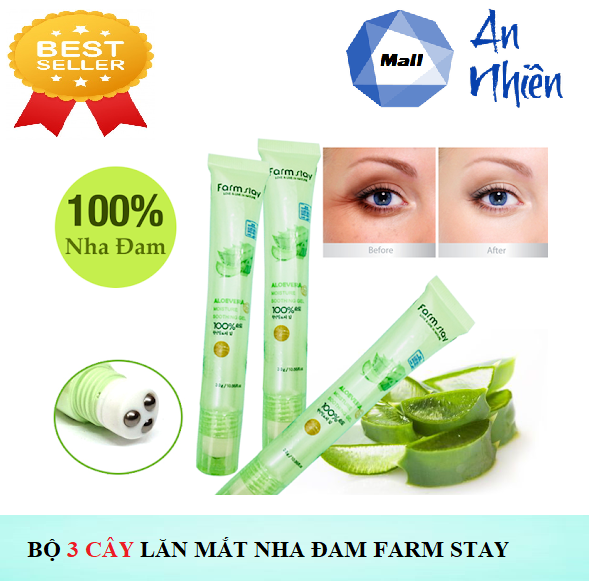 Bộ 3 Cây Lăn Giảm Thâm Quầng Mắt Nha Đam Farm Stay