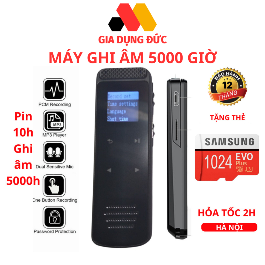 Máy ghi âm dung lượng 512 GB ghi âm trong lọc tiếng ồn tốt,Máy thu âm mini nhỏ gọn chuyên nghiệp thông minh bh 1 năm