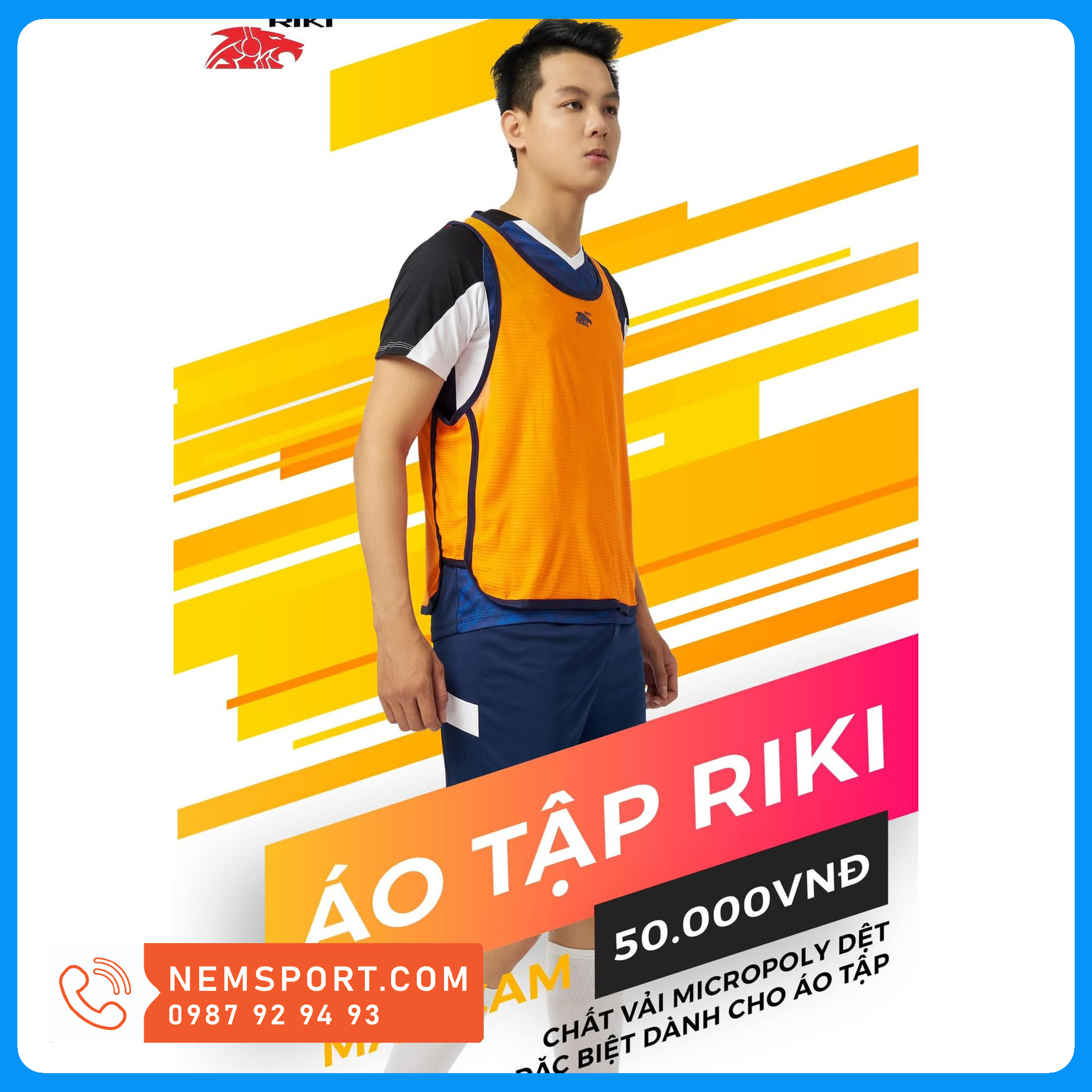 Áo bib tập đá bóng, áo lưới tập đá bóng riki cao cấp
