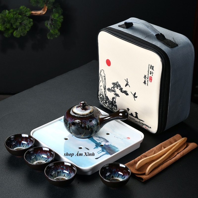 Bộ ấm trà men thiên mục