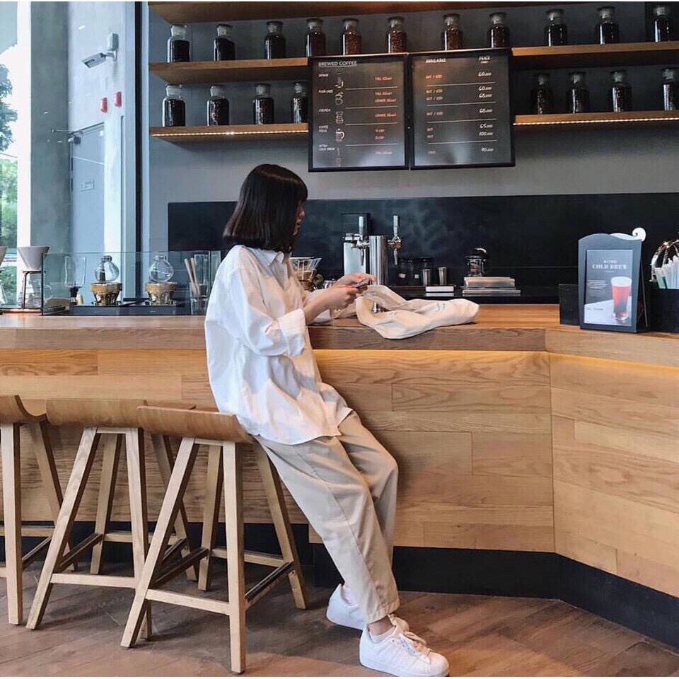 Áo sơ mi nữ dài tay cho học sinh bigsize cổ bẻ chất thô mềm mại 1sizeshop