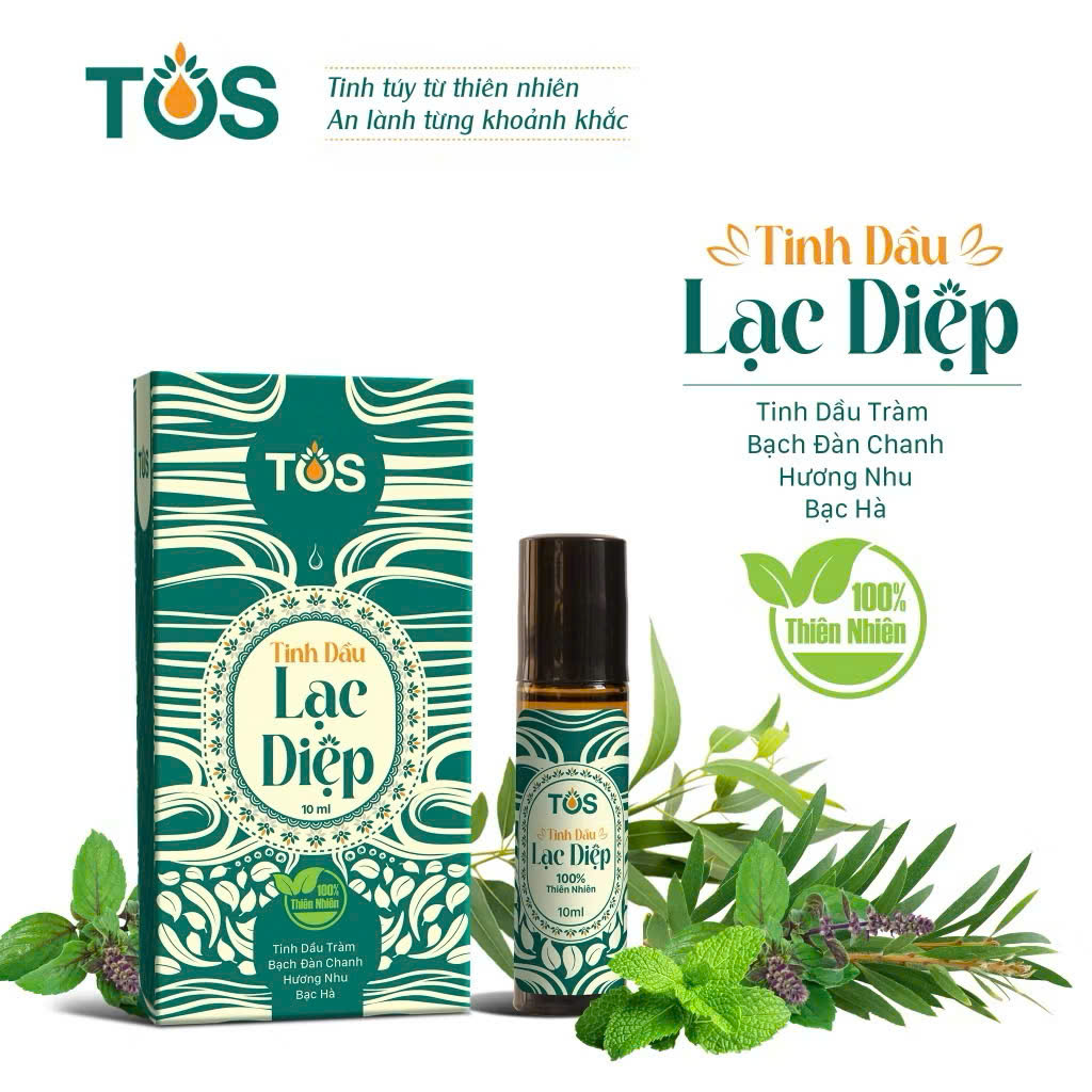 Tinh dầu thơm nguyên chất bi lăn lạc diệp - giải cảm, diệt khuẩn, khử mùi, thư giãn 100% thiên nhiên