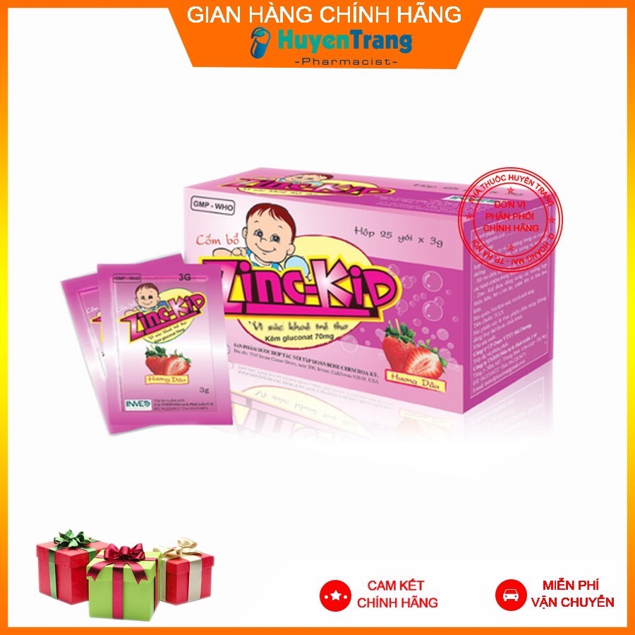 ✔️️️(Chính Hãng) Kẽm ZinC-Kid Inmed dạng Cốm vị Dâu cho Bé (25 gói)