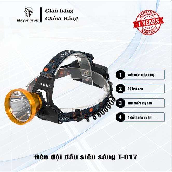 Đèn pin đội đầu, đèn pin đội đầu siêu sáng t-017 - mayor wolf