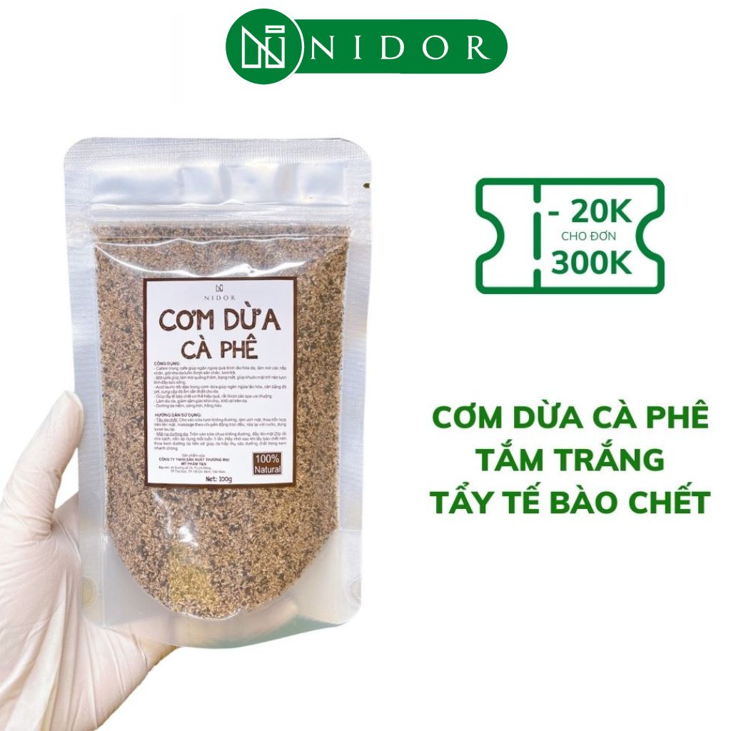 100g cơm dừa cà phê - tẩy tế bào chết