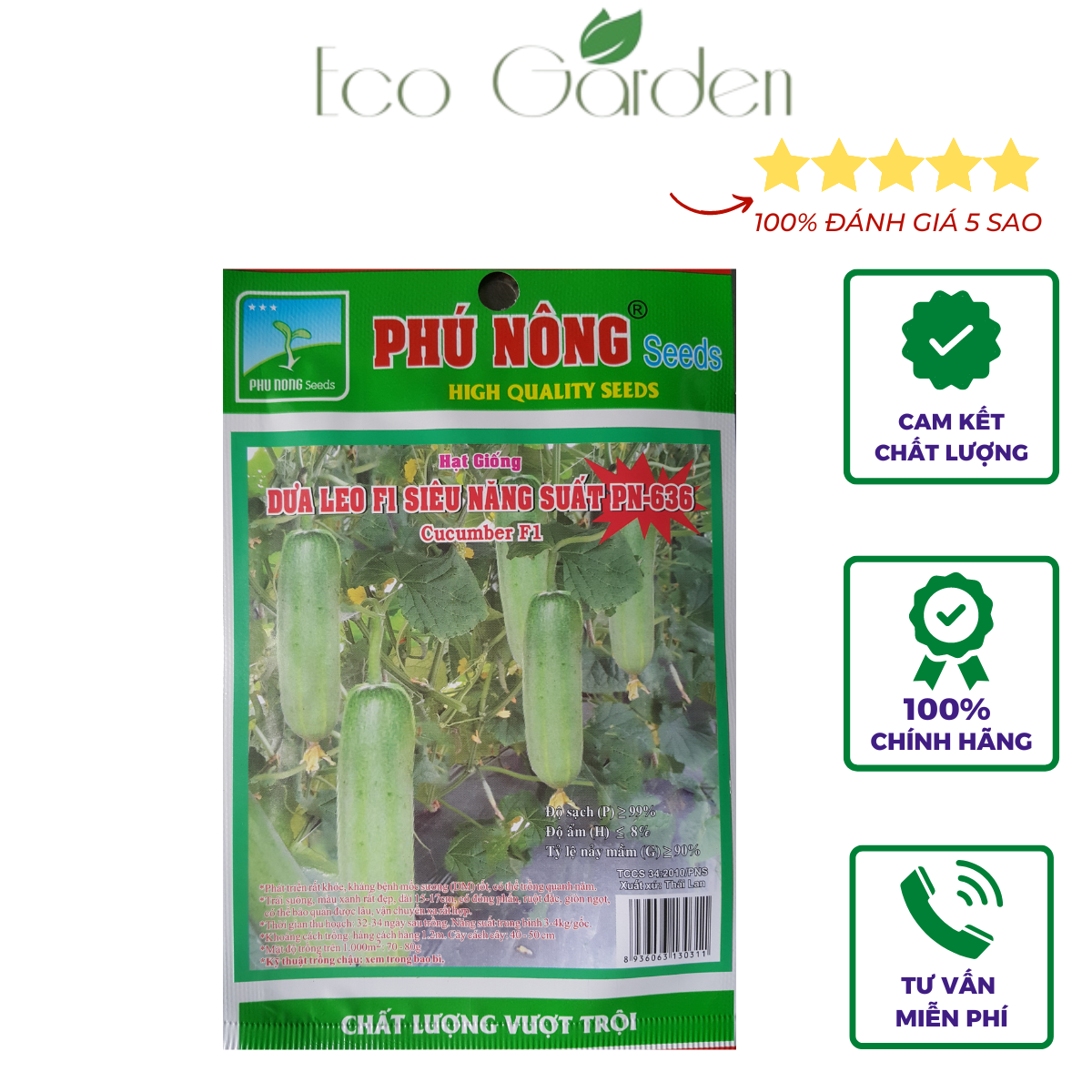 Hạt Giống Dưa Leo PN-636 Phú Nông - 1Gr