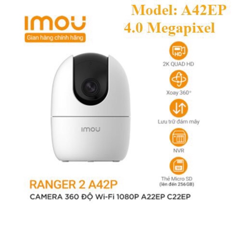 Camera ip wifi imou 4mp ranger 2 ipc-a42p-b - hàng chính hãng