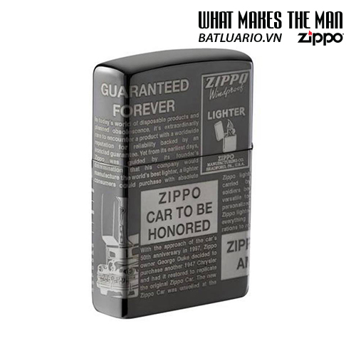 Bật lửa Zippo 49049 – Zippo Newsprint Design 360° Laser Black Ice®