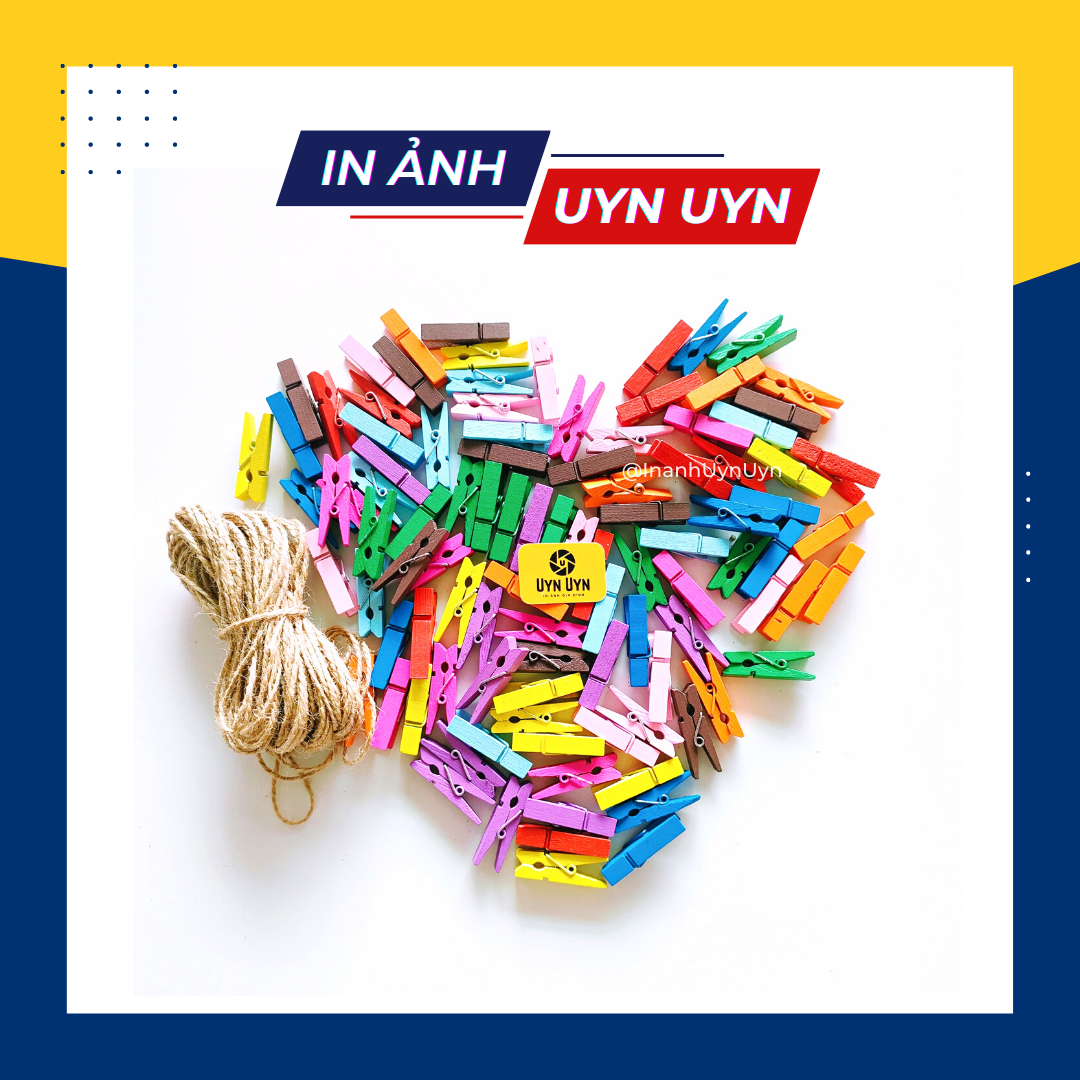 Set Kẹp gỗ treo ảnh TẶNG kèm dây treo