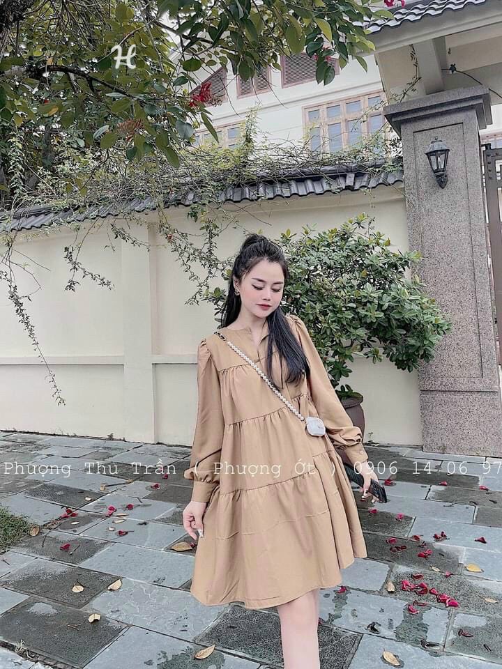 Đầm suông,đầm baby dool. đầm bầu, đầm fomr rộng 3 tầng ulzzang nữ tính