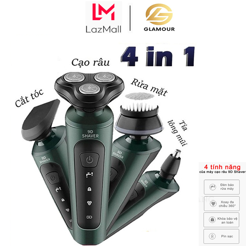 Máy Cạo Râu Đa Năng 9D Shaver 3 Lưỡi Kép Cực Êm