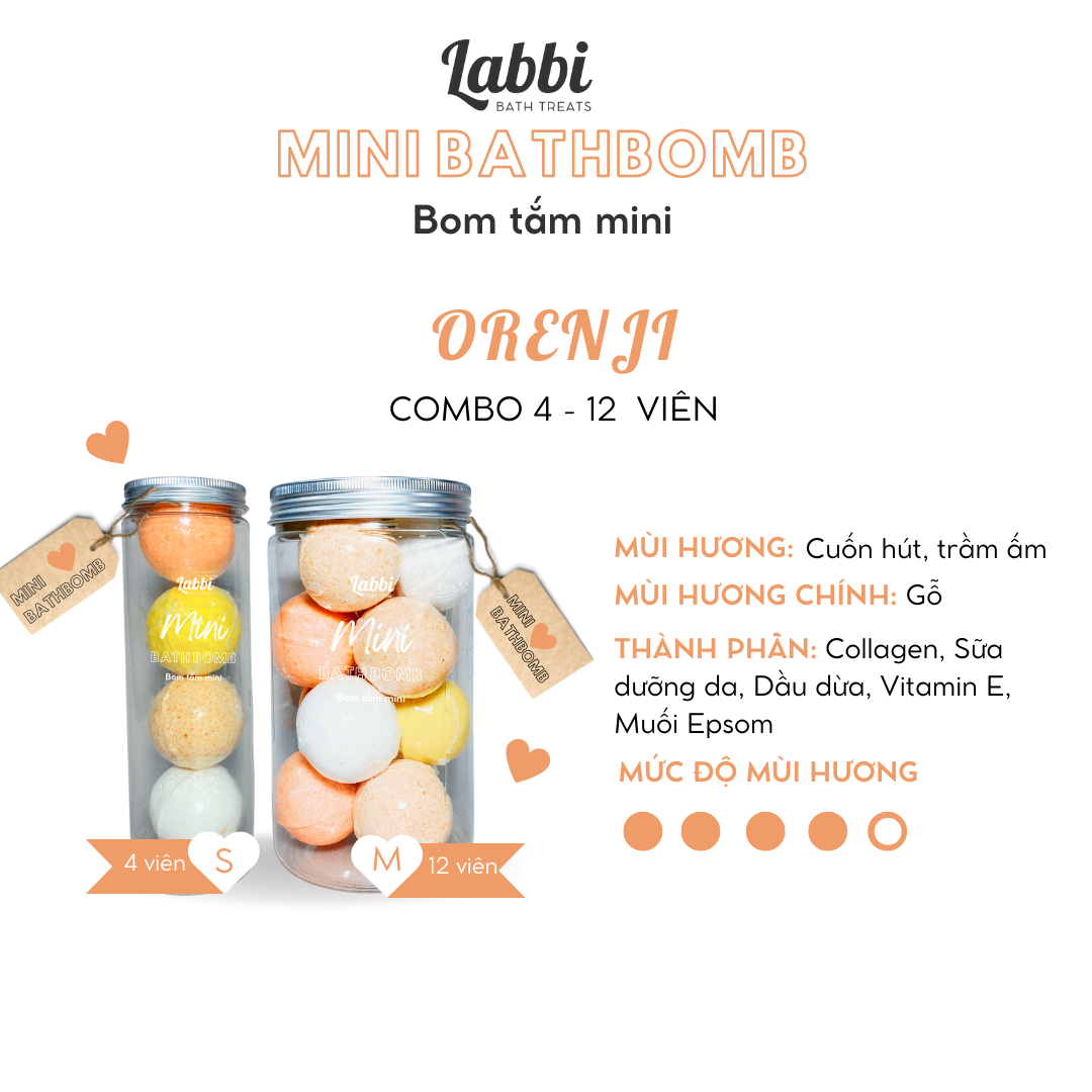 ORENJI [Labbi] Mini Bath bomb / Viên sủi bồn tắm / Bom tắm mini