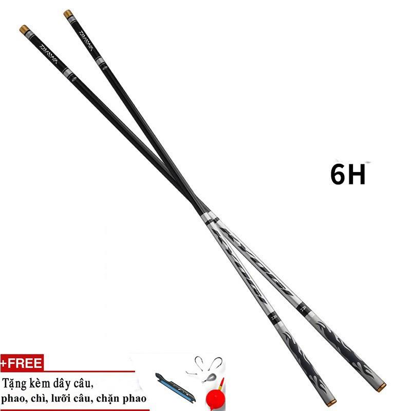H31. cần câu tay 6h dawa 6.3m xám tặng cước,phao,lưỡi,chì cao cấp