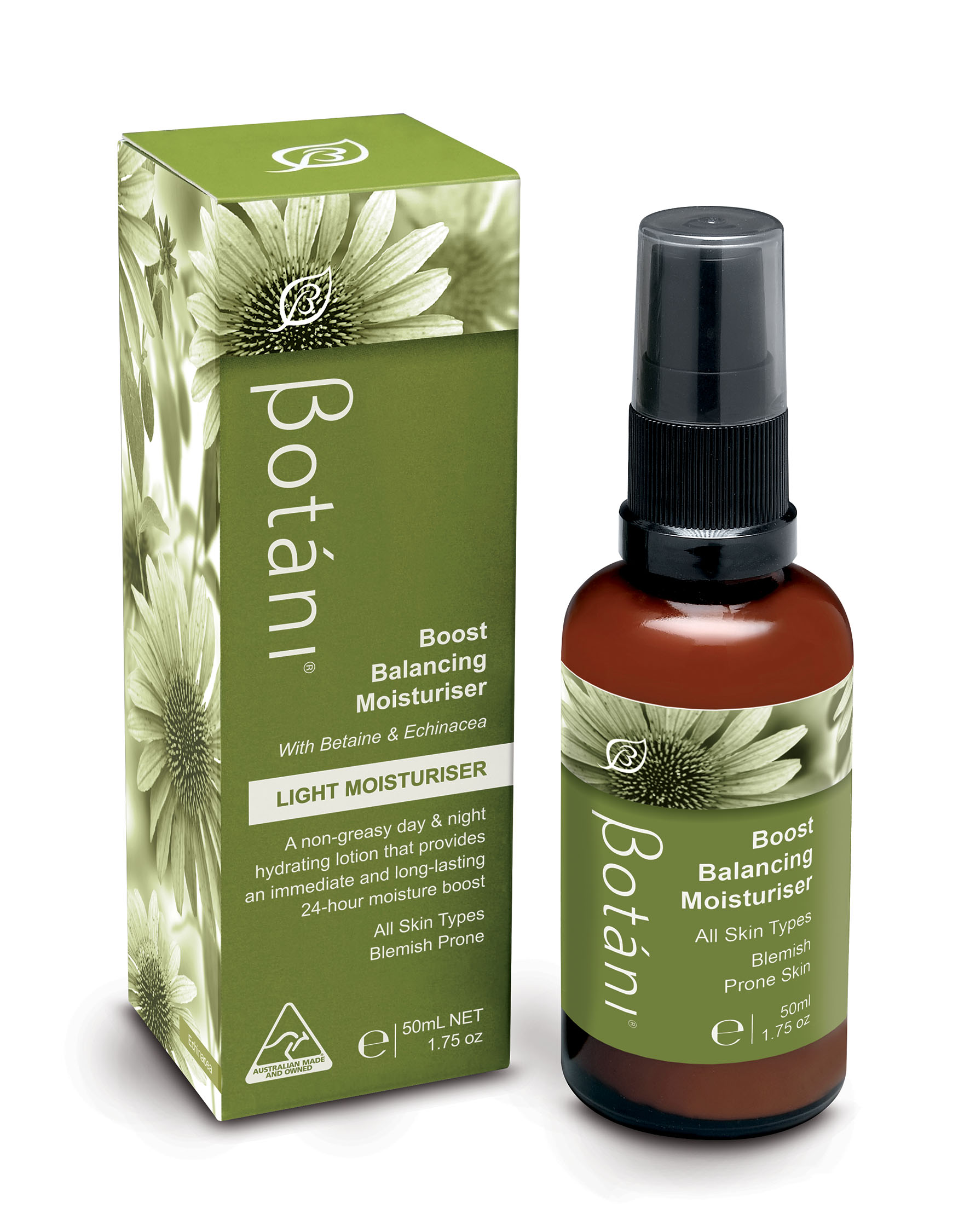 Kem dưỡng da nhờn - Làm sáng, giảm nhờn, ngừa mụn của Botani - Boost Balancing Moisturiser
