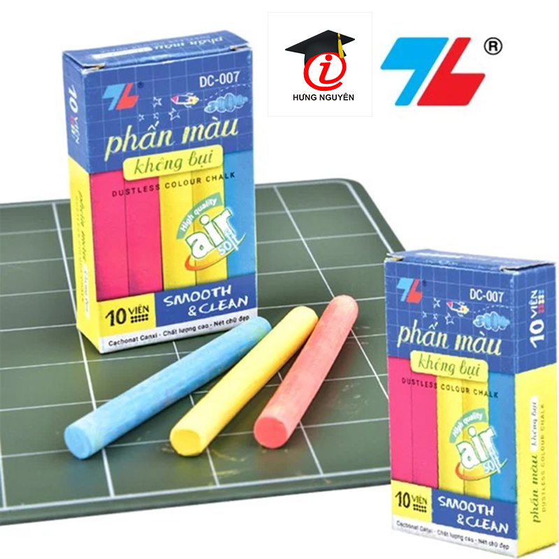 Phấn màu không bụi thiên long hộp 10 viên 3 màu dc-007