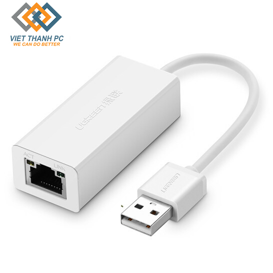Cáp chuyển đổi usb 2.0 sang cổng lan rj45 tốc độ 100mbps vỏ nhựa ugreen 20253/20254 10cm màu trắng - bh 18 tháng