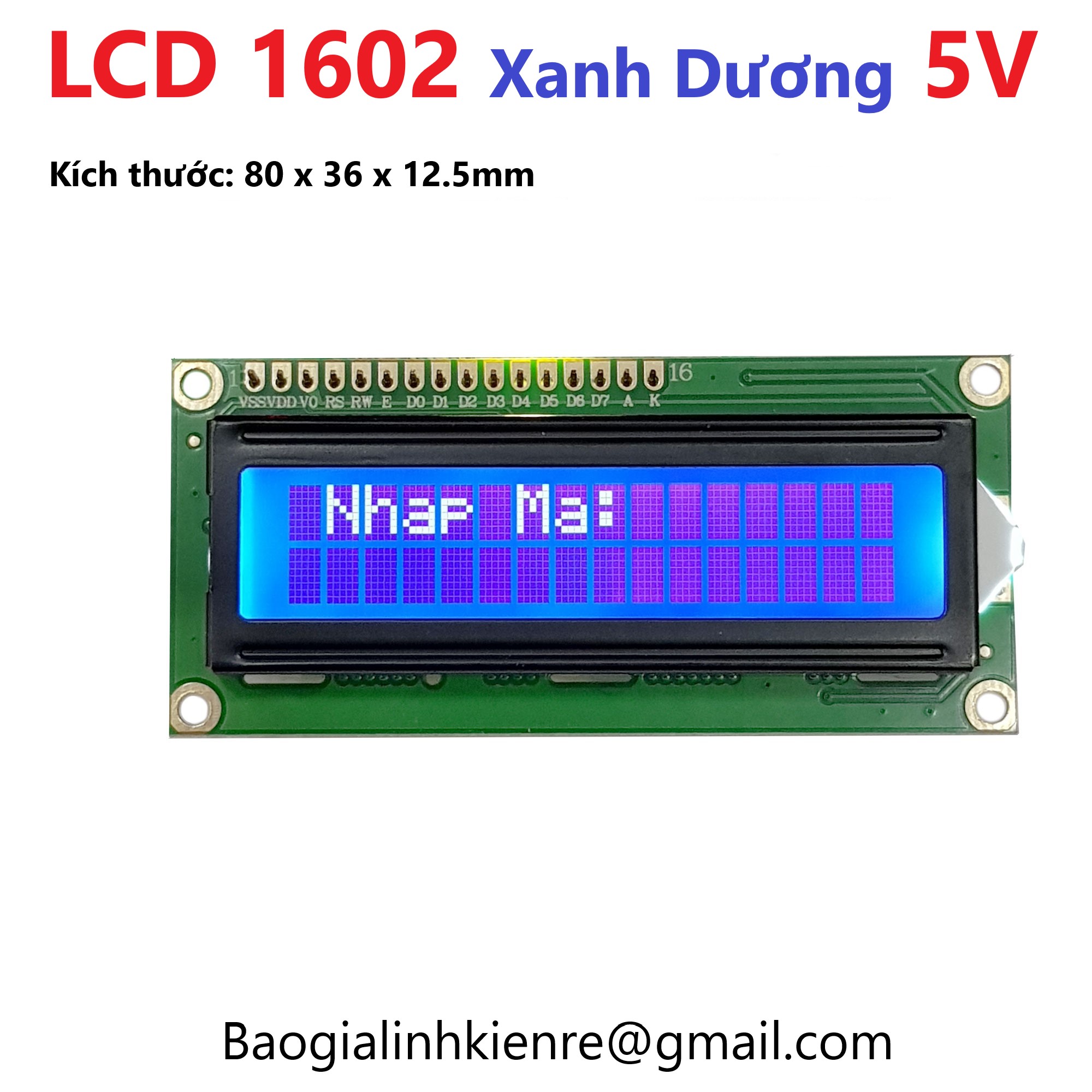 Màn hình LCD 1602 2004 5V xanh lá/xanh dương Có Đèn Nền - Kèm I2C