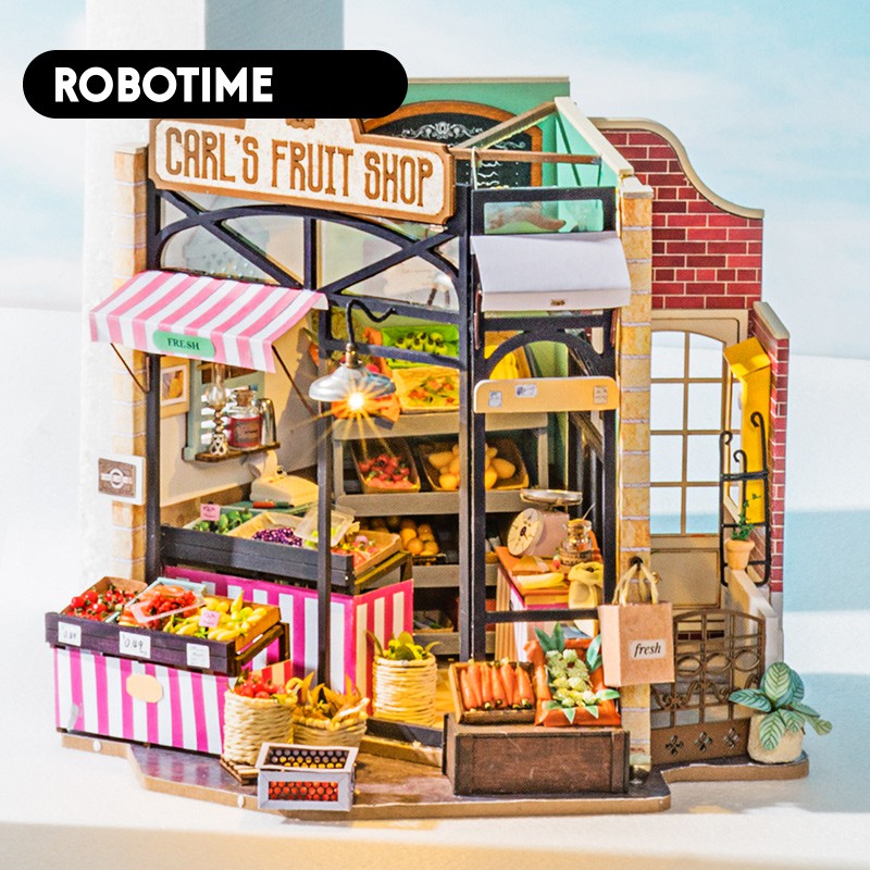 Mô hình nhà búp bê Robotime - Cửa hàng Trái Cây - Tặng Dụng cụ và keo dán