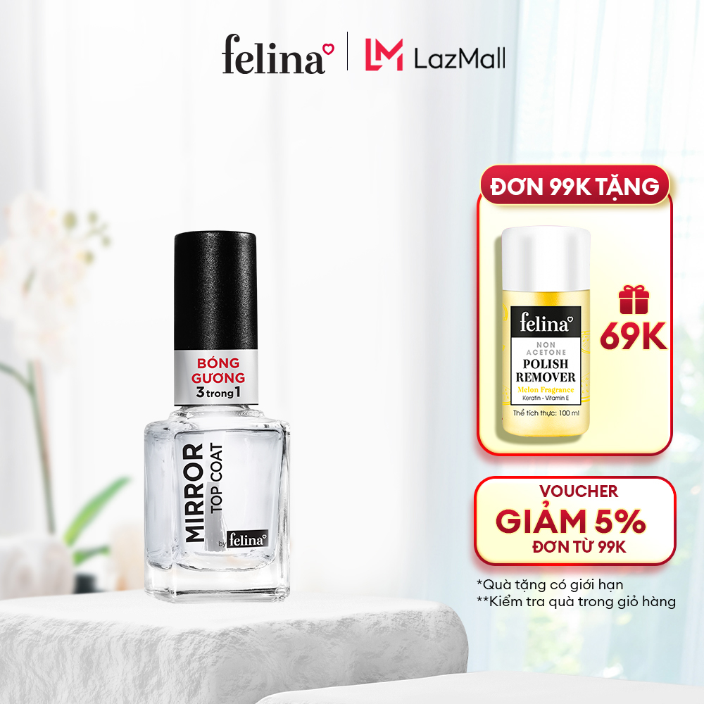 Sơn bóng Felina 3 trong 1 12ml - Sơn Bóng Gương chống tia UV dưỡng chất Keratin