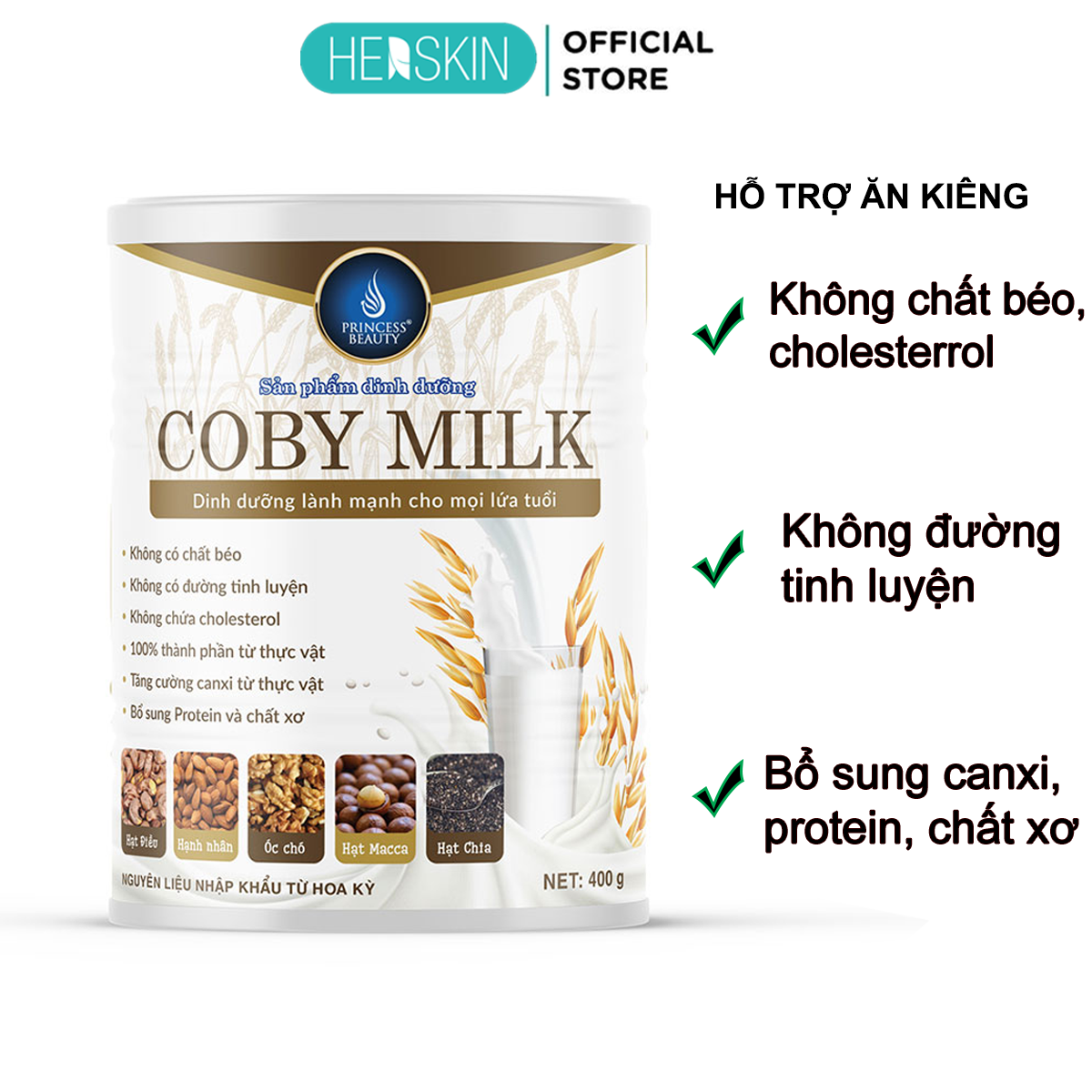 Sữa hạt dinh dưỡng Coby Milk Herskin 400g giàu chất xơ