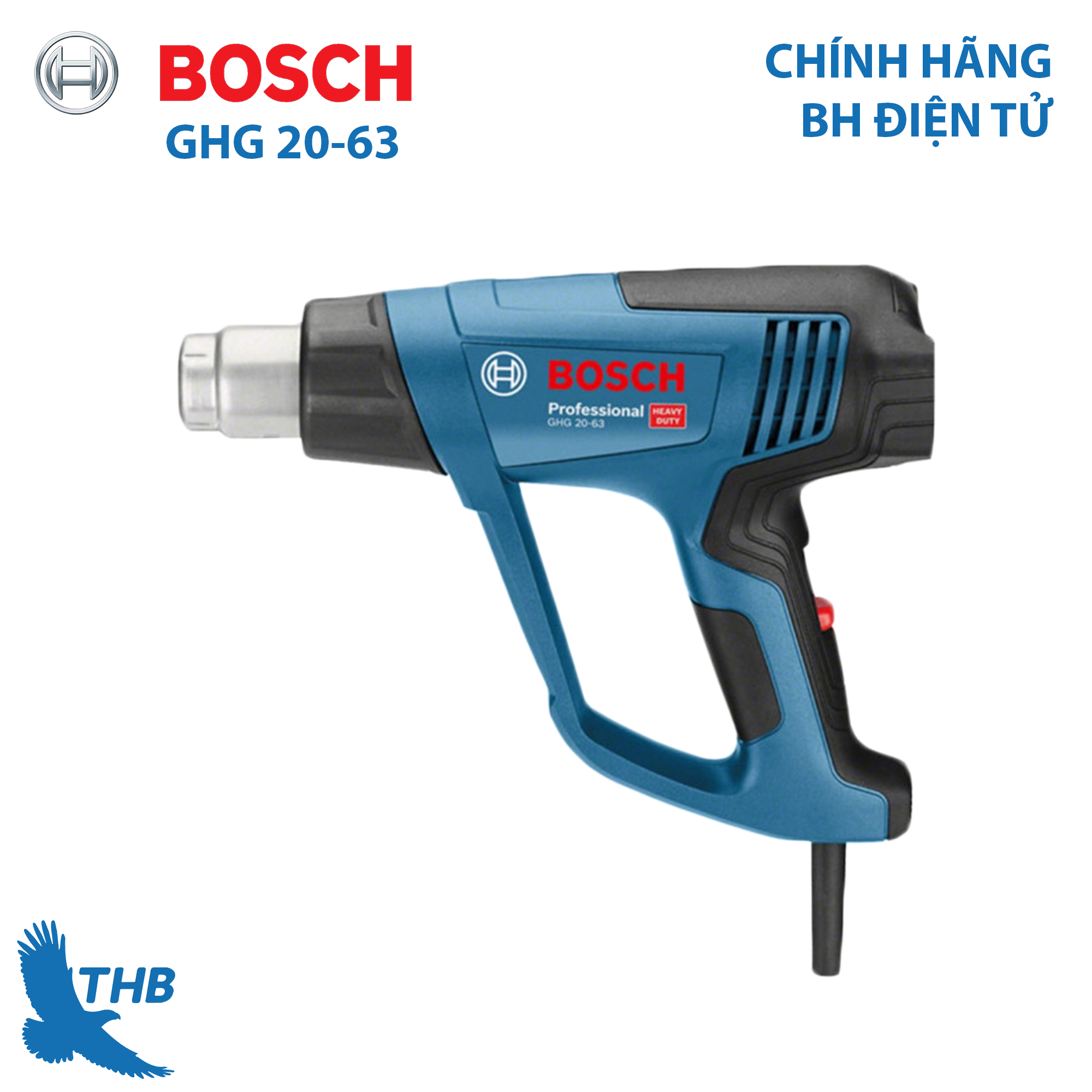 Máy thổi hơi nóng, máy khò nhiệt Bosch GHG 20-63 Xuất xứ Châu Âu bảo hành điện tử 12 tháng
