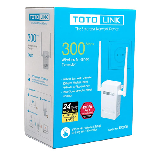 Bộ kích sóng wifi - wifi repeater TOTOLINK EX200 hoạt động mượt mà với tất cả các thiết bị không dây 802.11b/g/n