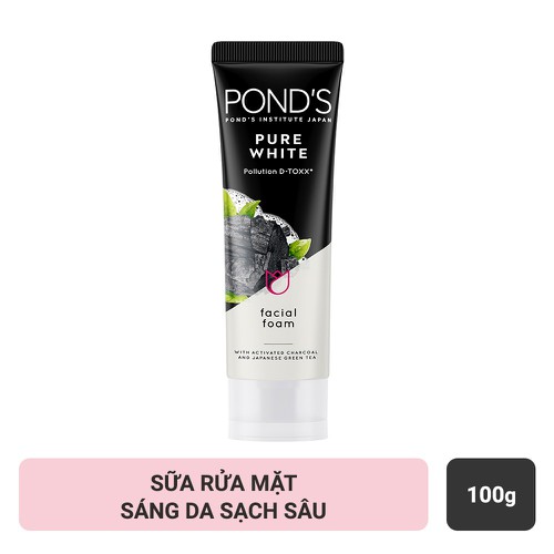 Sữa rửa mặt trắng da từ than hoạt tính Pond's Pure White 100g
