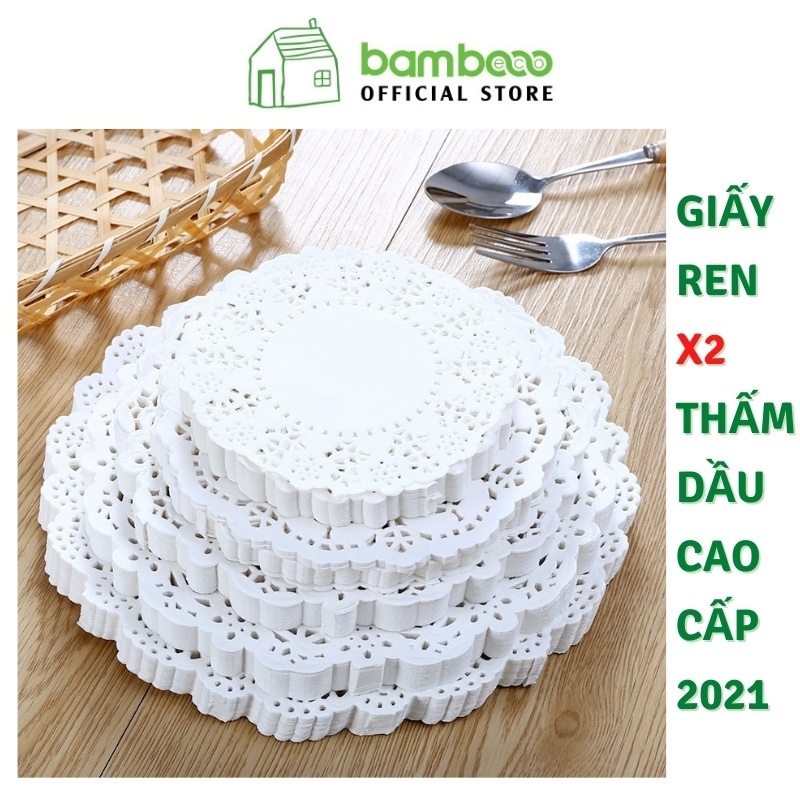 Giấy lót bánh thấm dầu cao cấp set 140 tờ BAMBOOO ECO giấy ren lót bánh bao bánh nướng hút dầu mạnh