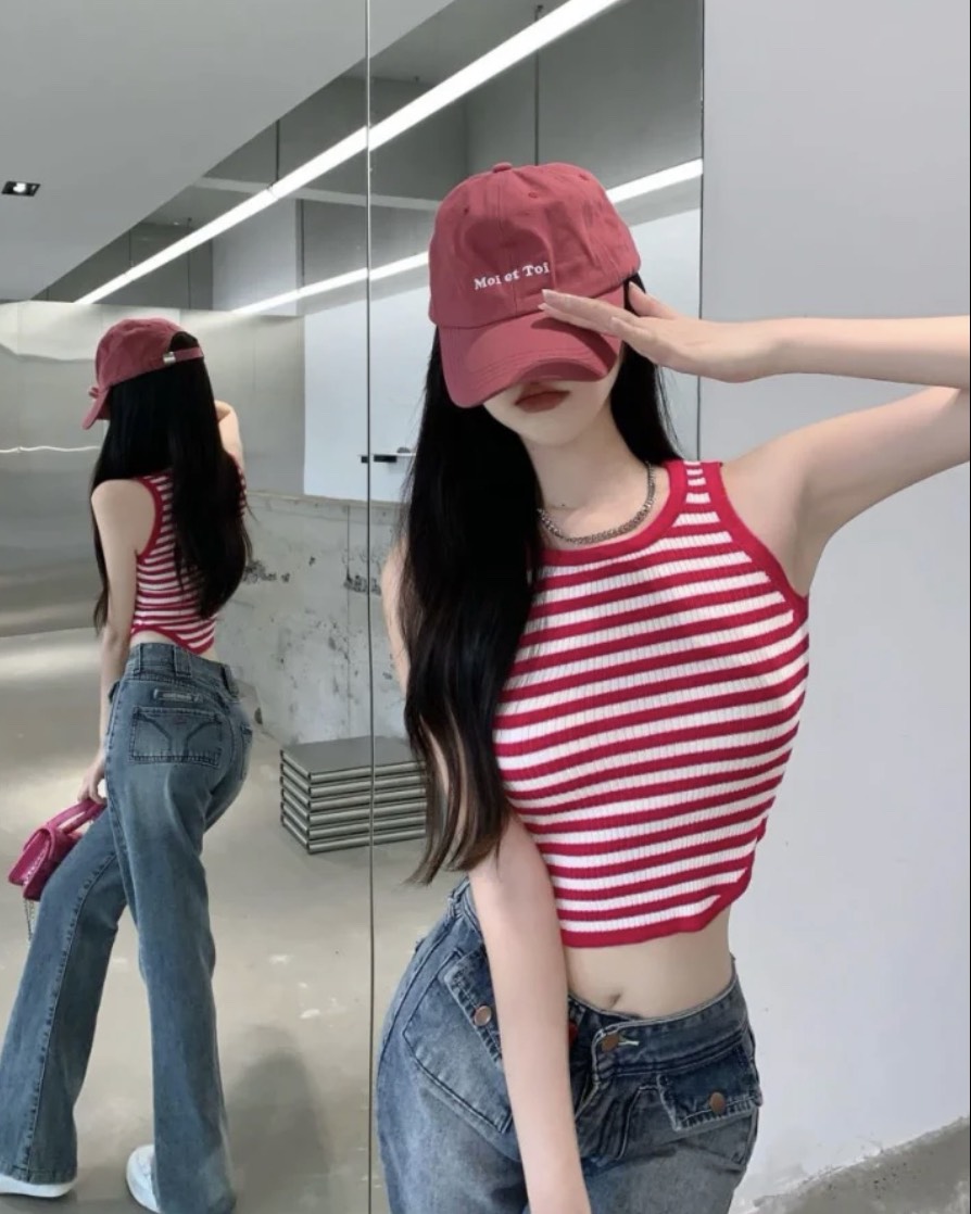 Áo ba lỗ sọc nữ phối viền_at clothing