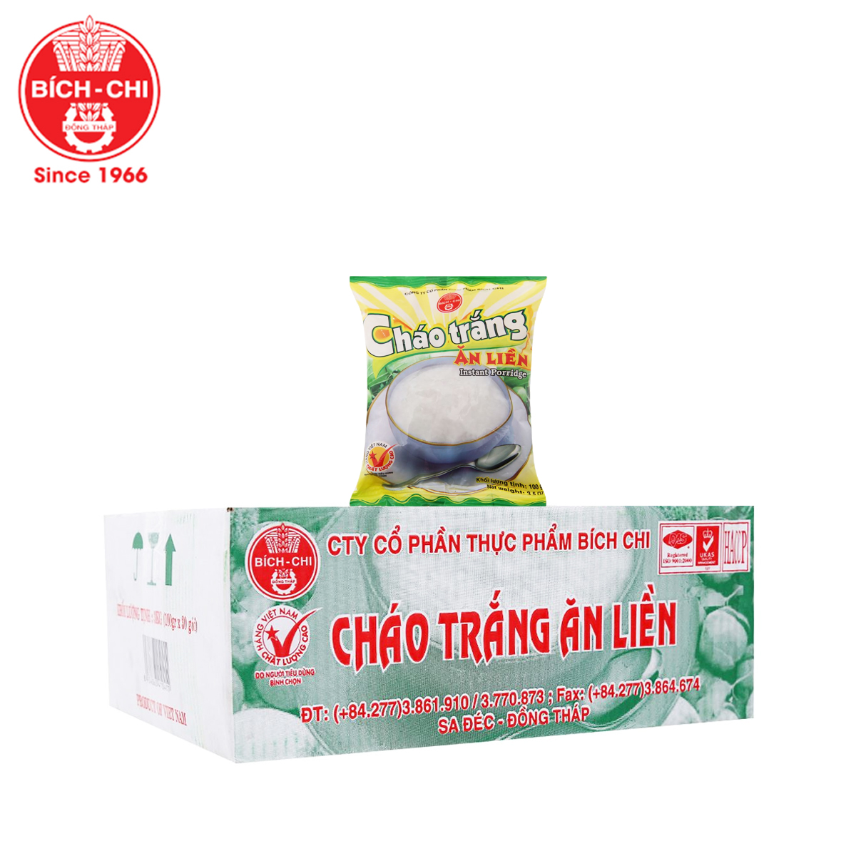 Thùng 30 gói cháo trắng instant porridge bích chi