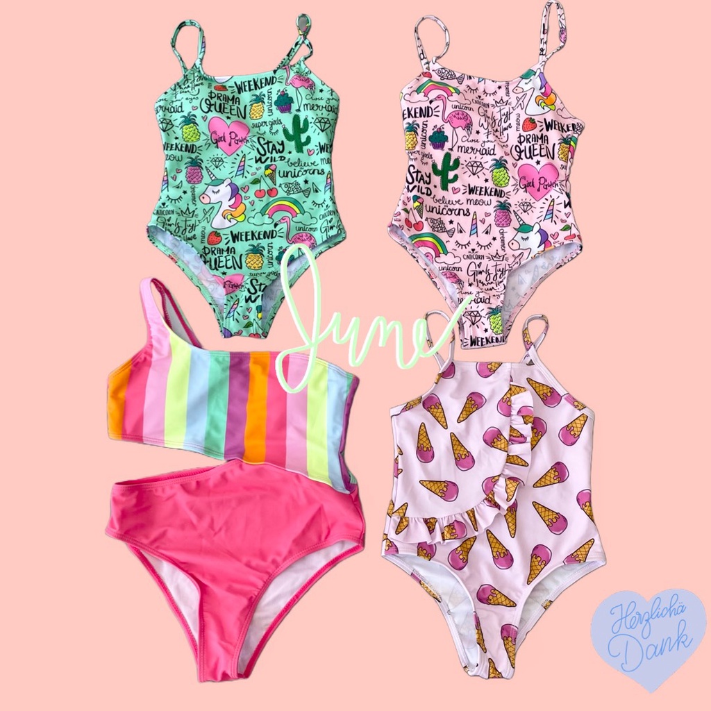 Đồ bơi cho bé gái từ 10kg đến size Đại/ Bộ bơi bikini liền thân, hai mảnh cho bé gái - BGA kaidoshop