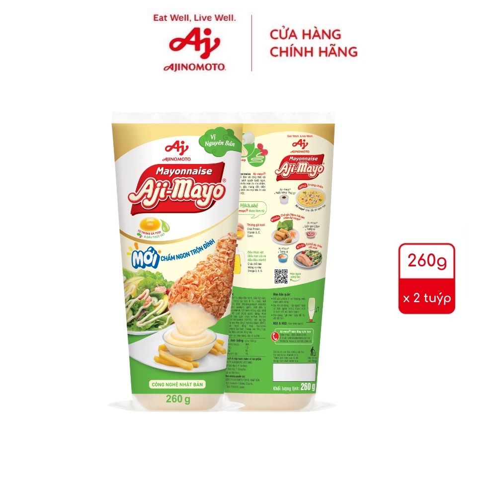 Combo 2 tuýp xốt mayonnaise aji-mayo® vị nguyên bản 260g/tuýp