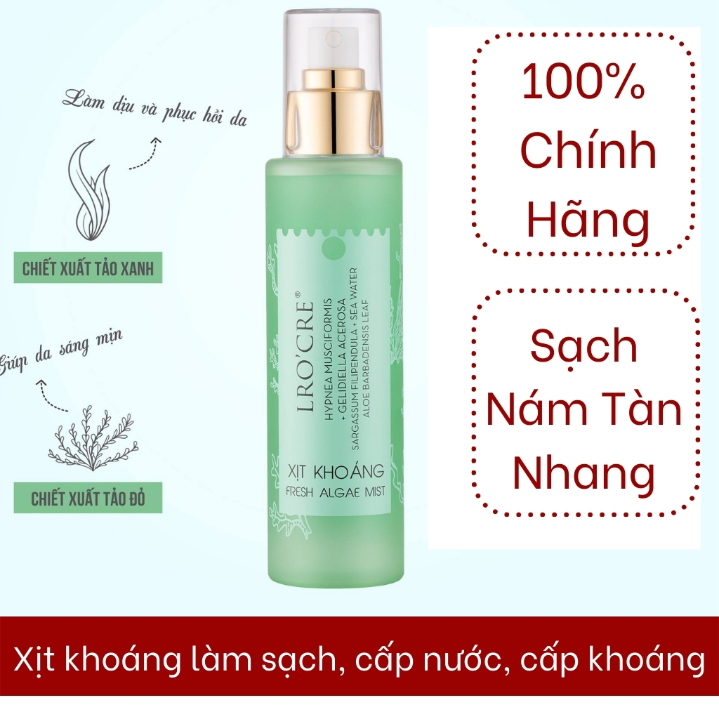 Xịt khoáng lro'cre dưỡng da và cấp ẩm giảm nhờn giảm nhiệt độ da 150ml