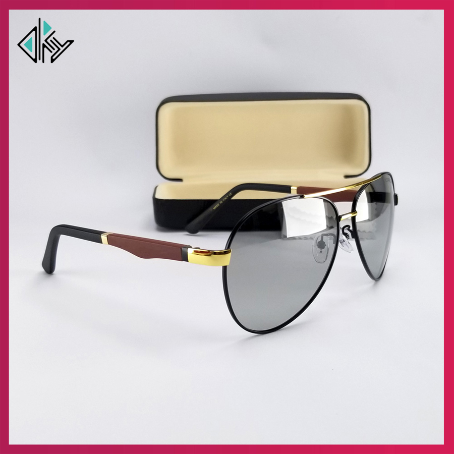 [HCM]Mắt kính đổi màu nam nữ đi ngày và đêm. Tròng kính Polarized không vỡ phân cực chống nắng chống tia UV. Gọng kính kim loại nhẹ không gỉ bọc cao su non mềm mạị có khớp co giãn ôm mặt không kén size