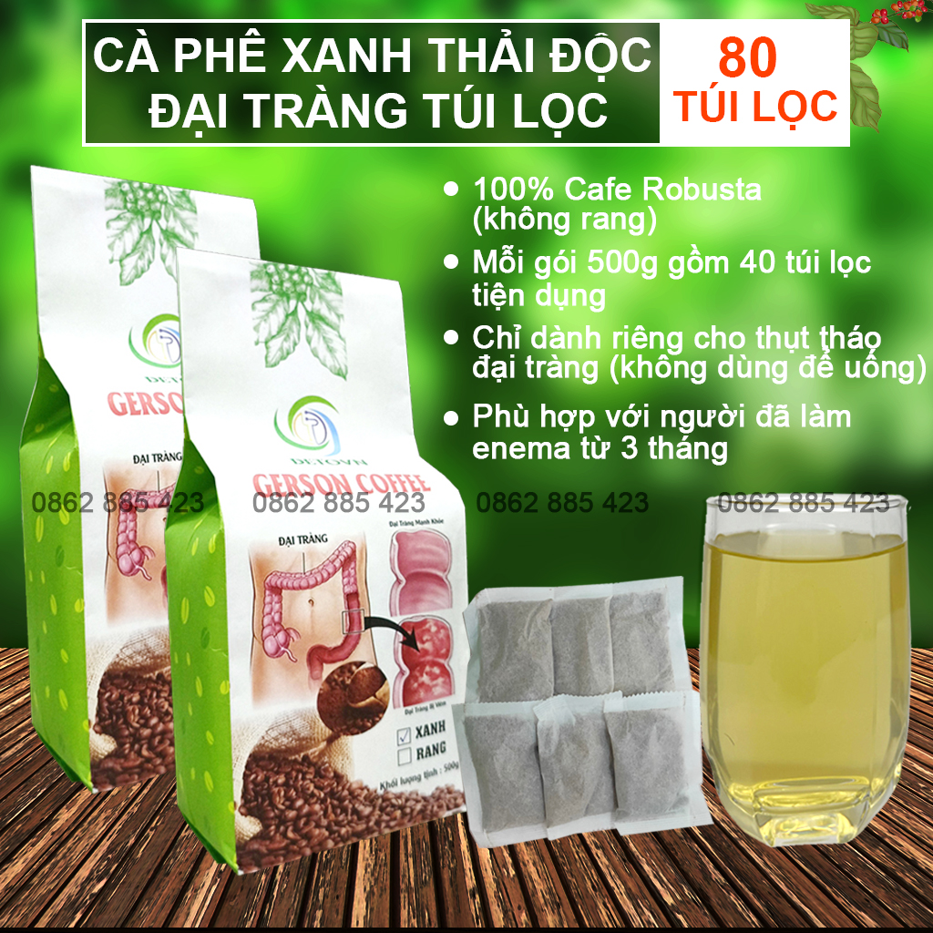 Cà phê xanh thải độc đại tràng, cà phê thải độc , cà phê thụt tháo đại tràng 100% cà phê Robusta mộc Gerson Coffe