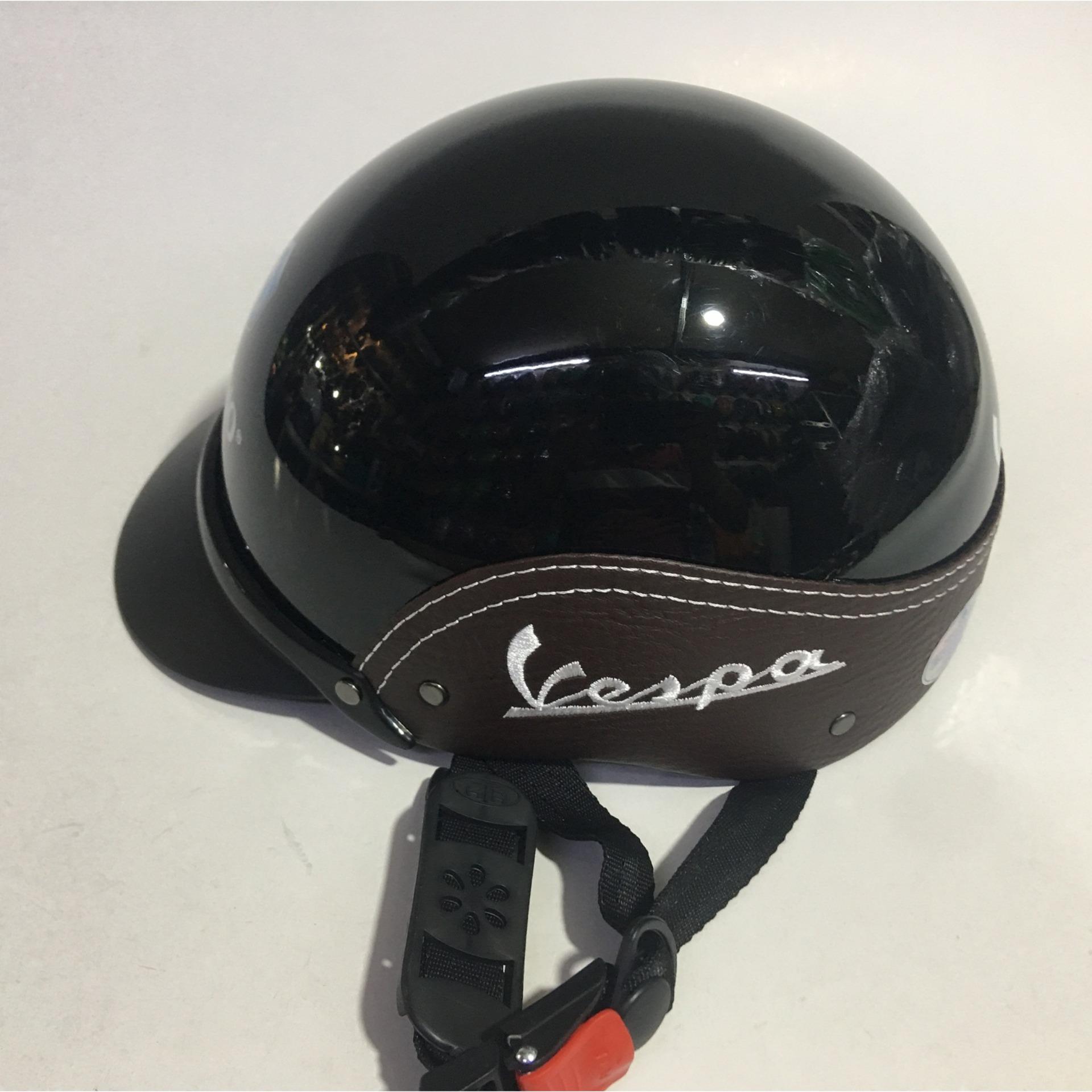 NÓN BẢO HIỂM VESPA ĐẠT CHUẨN-BẢO HÀNG 12 THÁNG (ĐEN)