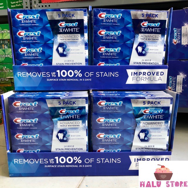 Kem đánh răng crest 3d white advanced trắng răng vượt trội 158gr - mỹ