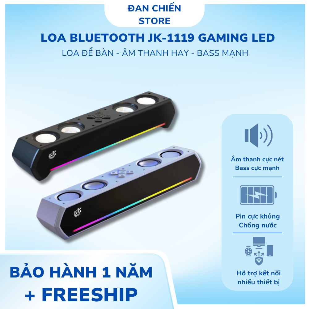Loa Máy Tính Bluetooth JK-1119 Gaming LED RGB Soundbar Để Bàn - Âm Thanh Hay, Bass Mạnh