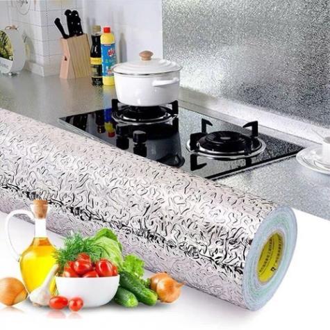 COMBO 2 CUỘN Giấy bạc dán bếp cách nhiệt chống cháy,chống bám bẩn cho nhà bếp