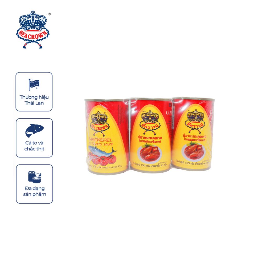 Cá hộp sea crown cá nục sốt cà - lốc 3 lon