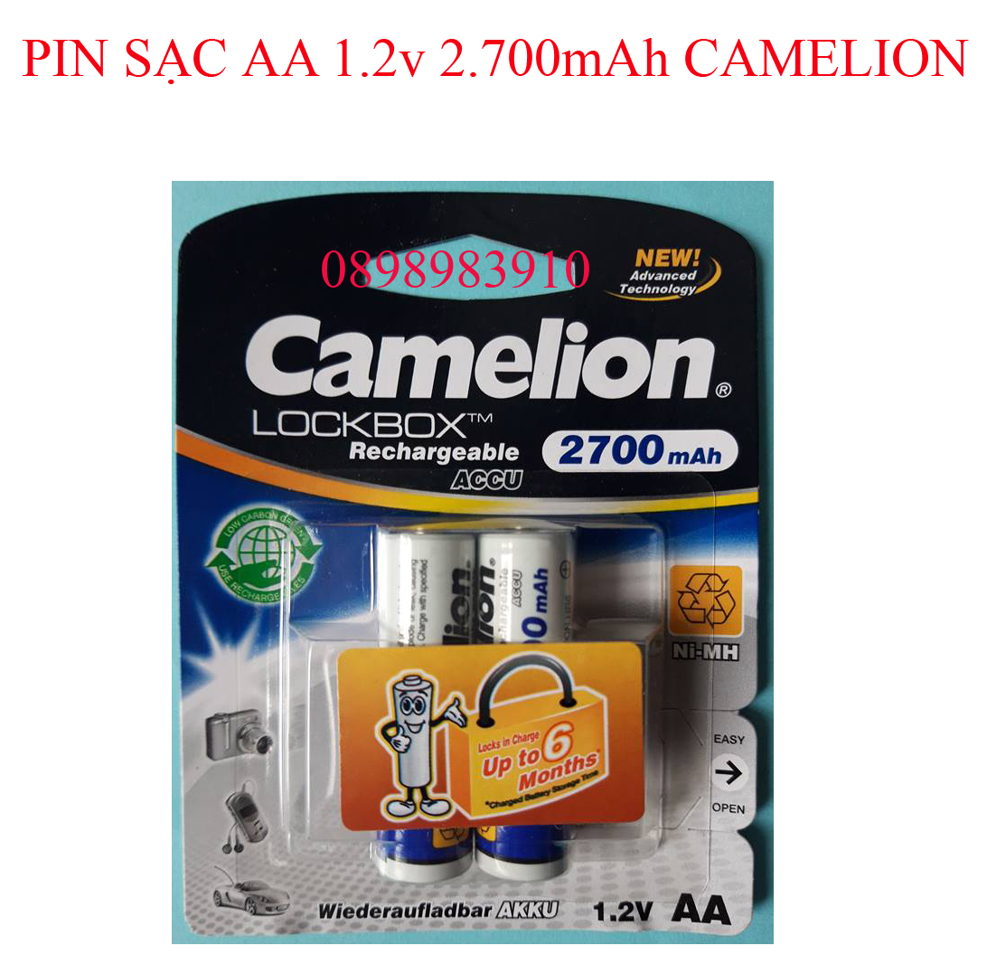 Pin sạc aa camelion 2700 mah vỉ 2 viên