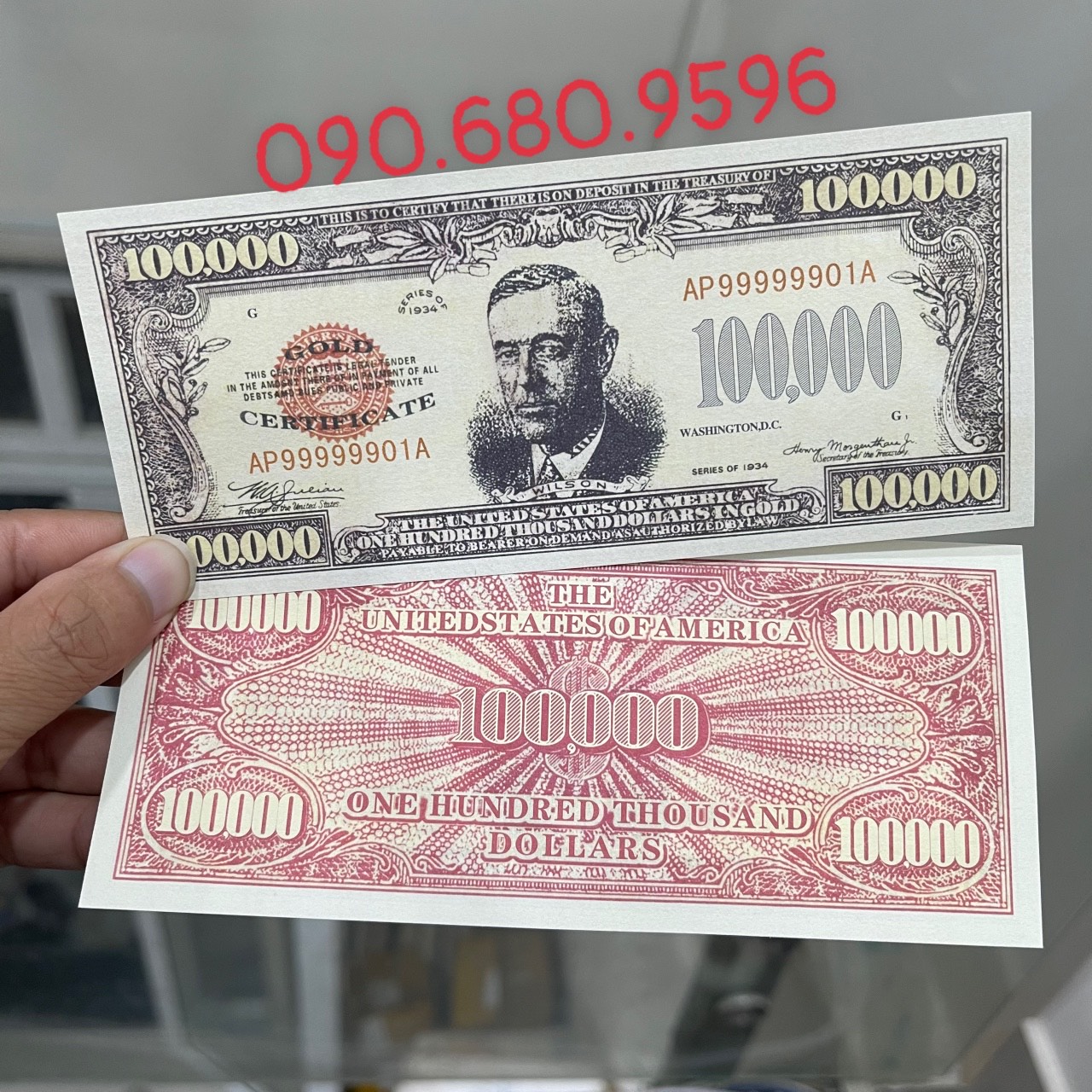 Tờ Tiền 100 Ngàn Đô Mỹ Lưu Niệm Có Bảo An Siêu Cấp In Hình Tổng Thống