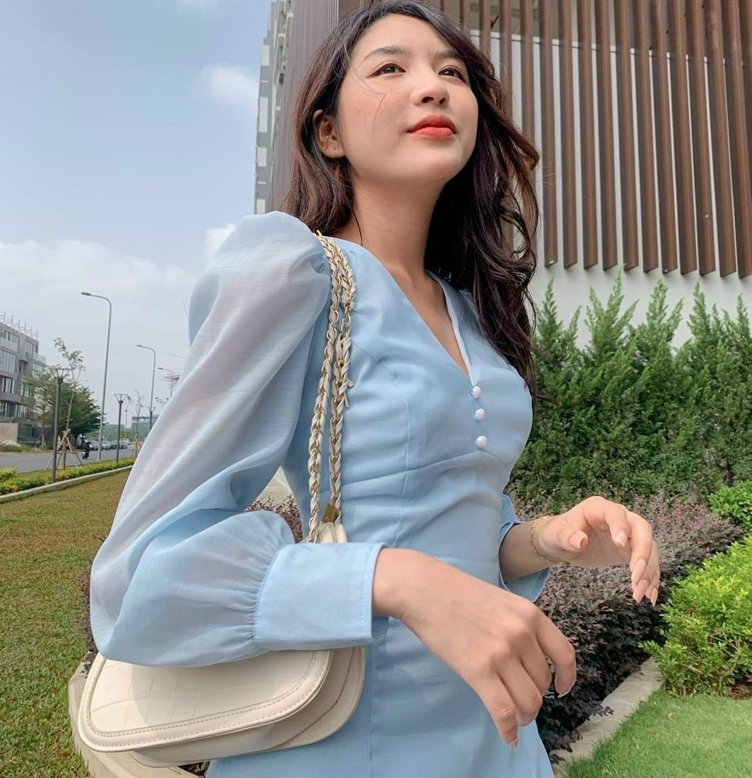 Đầm dự tiệc cổ V đuôi cá tôn dáng siêu xinh