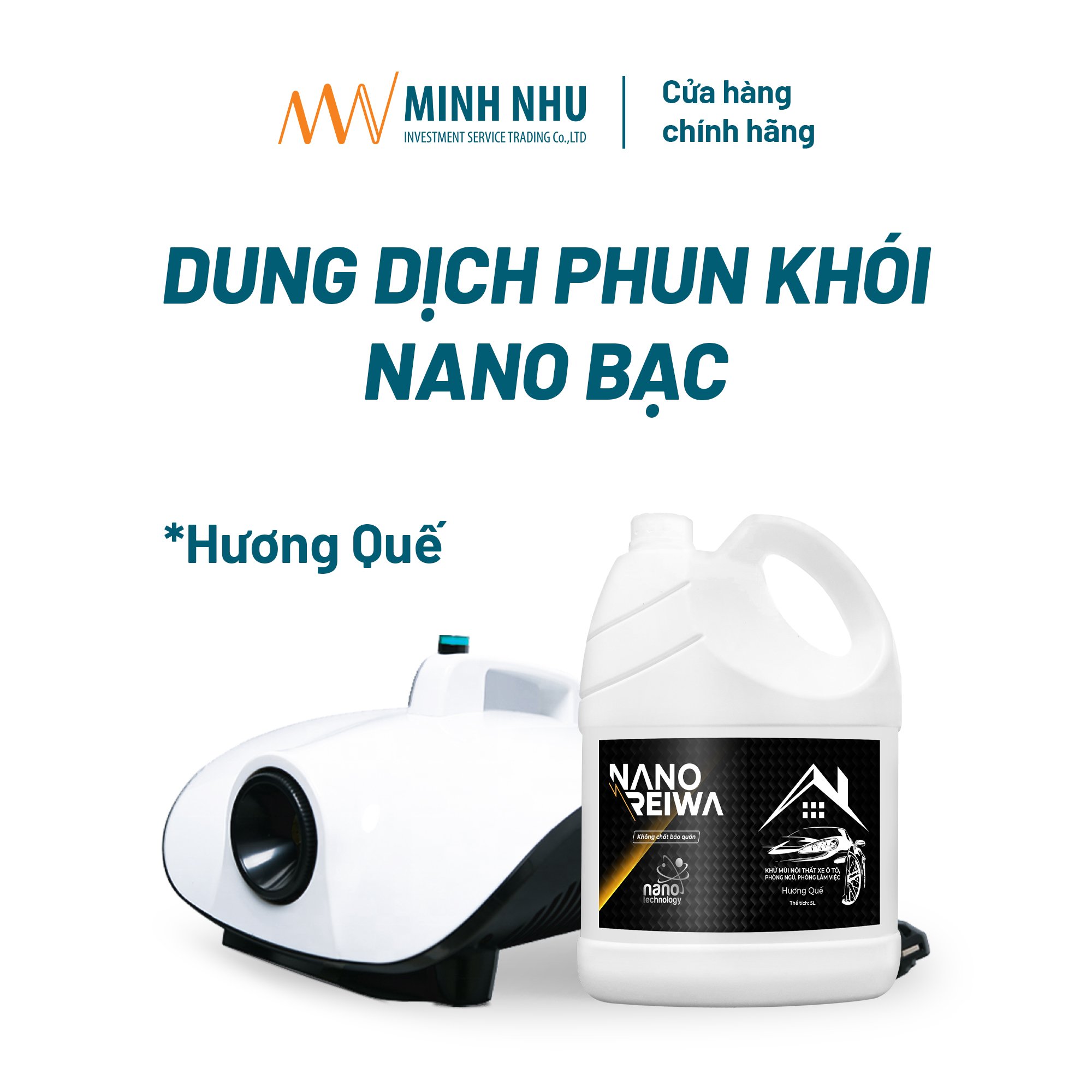 [HCM]Can 5 lít phun khói diệt khuẩn khử mùi Nano Reiwa - Hương quế dùng diệt khuẩn ô tô nhà cửa văn phòng - sử dụng được cho máy phun khói Hakawa,...