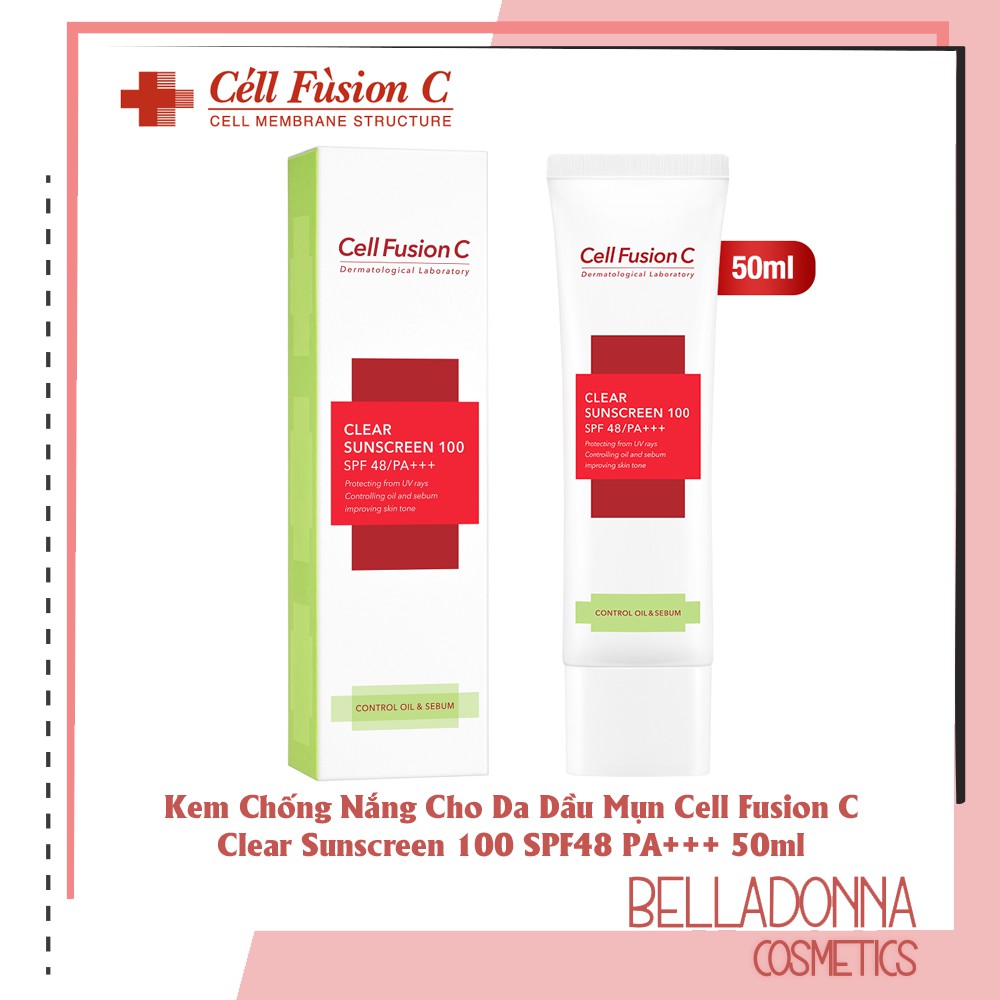 Kem Chống Nắng Giảm Mụn, Kiềm Dầu, Loại Bỏ Tế Bào Chết Cell Fusion C Clear Sunscreen 100 SPF48 PA+++
